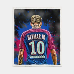 Neymar UEFA Cup Winners Cup Soccer Player Sherpa Fleece Blanket 1