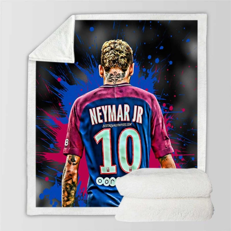 Neymar UEFA Cup Winners Cup Soccer Player Sherpa Fleece Blanket