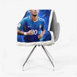 Neymar in Brazil Blue Jersey Football Player Sherpa Fleece Blanket 2