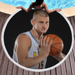 Nikola Jokic Serbian Professional Basketball Player Round Beach Towel 1