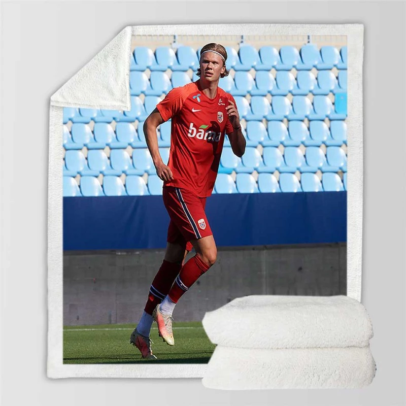 Norwegian Active Player Erling Haaland Sherpa Fleece Blanket