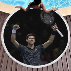 Novak Djokovic Excellent Tennis Player Round Beach Towel 1