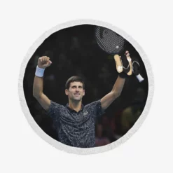 Novak Djokovic Excellent Tennis Player Round Beach Towel