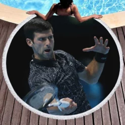 Novak Djokovic Popular Tennis Player Round Beach Towel 1