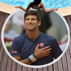 Novak Djokovic Strong Tennis Player Round Beach Towel 1
