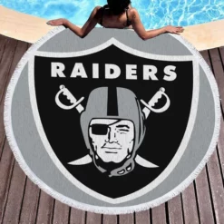 Oakland Raiders Professional NFL Football Player Round Beach Towel 1