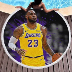 Official NBA Basketball Player LeBron James Round Beach Towel 1