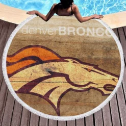 Official NFL Team Denver Broncos Round Beach Towel 1