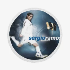 Olympic Footballer Sergio Ramos Round Beach Towel