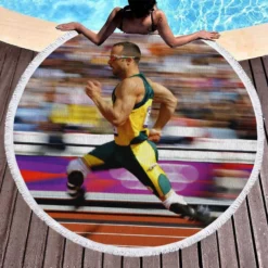 Oscar Pistorius Popular Olympic Athlete Round Beach Towel 1