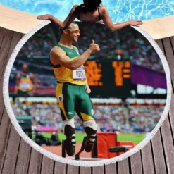 Oscar Pistorius South African professional sprinter Round Beach Towel 1