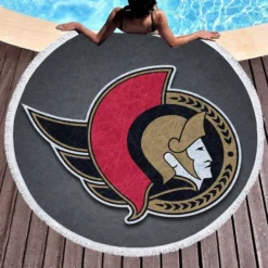 Ottawa Senators Energetic NHL Hockey Team Round Beach Towel 1