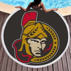 Ottawa Senators Professional Ice Hockey Team Round Beach Towel 1