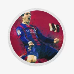 Outstanding Barcelona Team Player Luis Suarez Round Beach Towel