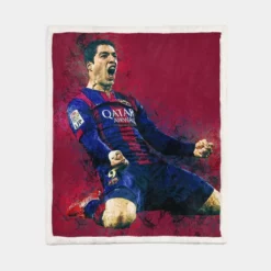 Outstanding Barcelona Team Player Luis Suarez Sherpa Fleece Blanket 1