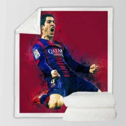 Outstanding Barcelona Team Player Luis Suarez Sherpa Fleece Blanket