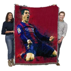 Outstanding Barcelona Team Player Luis Suarez Woven Blanket