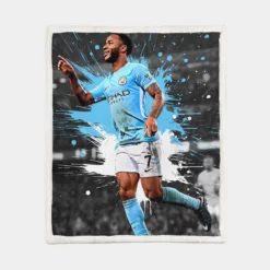 Outstanding Football Man City Raheem Sterling Sherpa Fleece Blanket 1