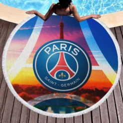 Paris Saint Germain FC Awarded Soccer Team Round Beach Towel 1