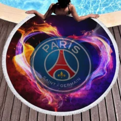 Paris Saint Germain FC Energetic Football Team Round Beach Towel 1