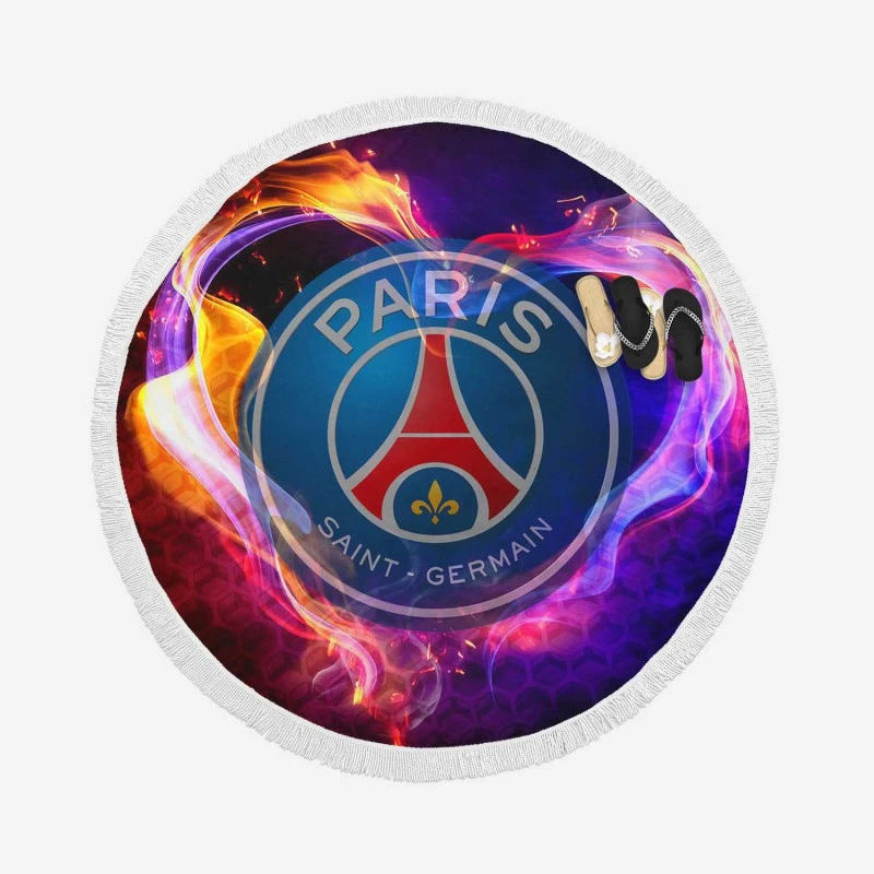Paris Saint Germain FC Energetic Football Team Round Beach Towel