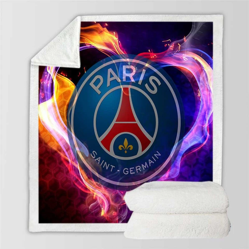 Paris Saint Germain FC Energetic Football Team Sherpa Fleece Blanket