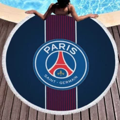 Paris Saint Germain FC Euro Football Club  Round Beach Towel 1