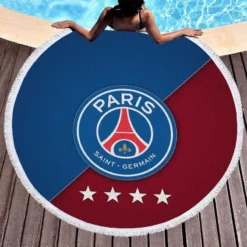 Paris Saint Germain FC Professional Football Club Round Beach Towel 1