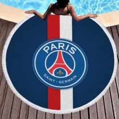 Paris Saint Germain FC Strong Football Club Round Beach Towel 1