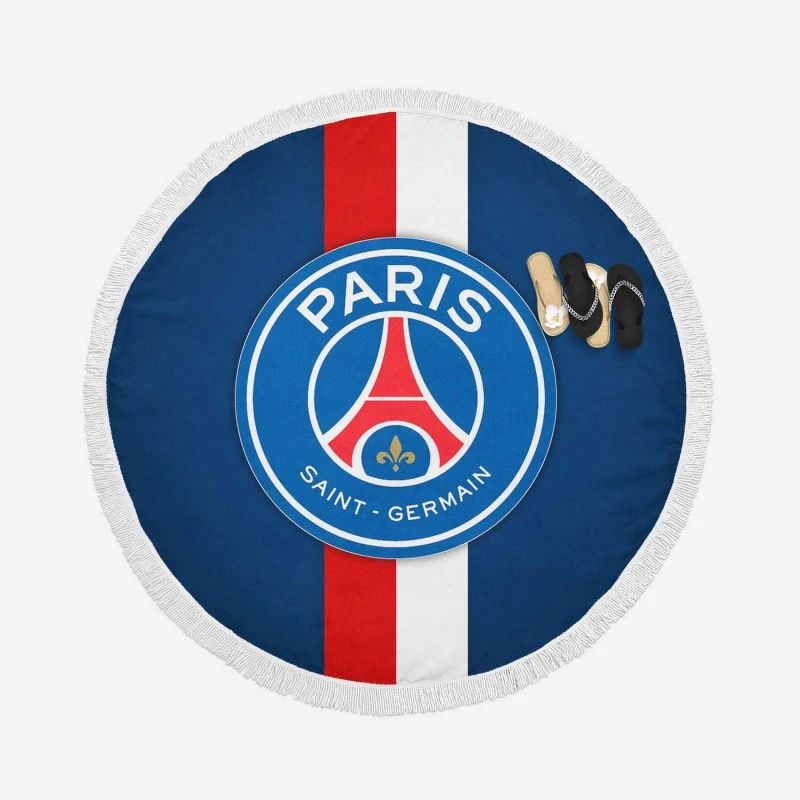 Paris Saint Germain FC Strong Football Club Round Beach Towel