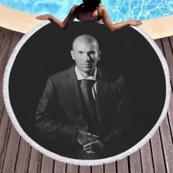 Passionate Football Zinedine Zidane Round Beach Towel 1