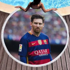 Passionate Sports Player Lionel Messi Round Beach Towel 1