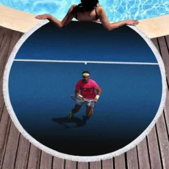 Passionate Tennis Player Rafael Nadal Round Beach Towel 1