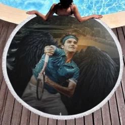Passionate Tennis Player Roger Federer Round Beach Towel 1