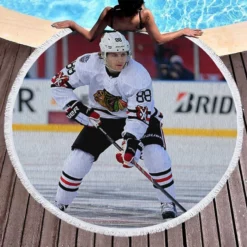 Patrick Kane American Professional Ice Hockey Team Round Beach Towel 1