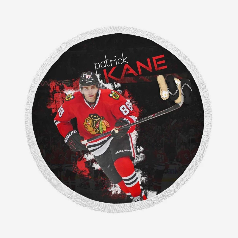 Patrick Kane Strong NHL Hockey Player Round Beach Towel