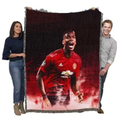 Paul Pogba Athletic United Soccer Player Woven Blanket