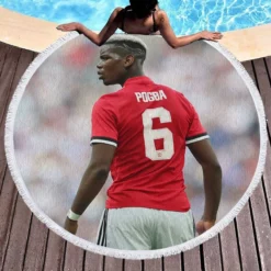 Paul Pogba Capable United Soccer Player Round Beach Towel 1