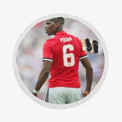 Paul Pogba Capable United Soccer Player Round Beach Towel