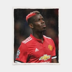 Paul Pogba Committed United Sports Player Sherpa Fleece Blanket 1