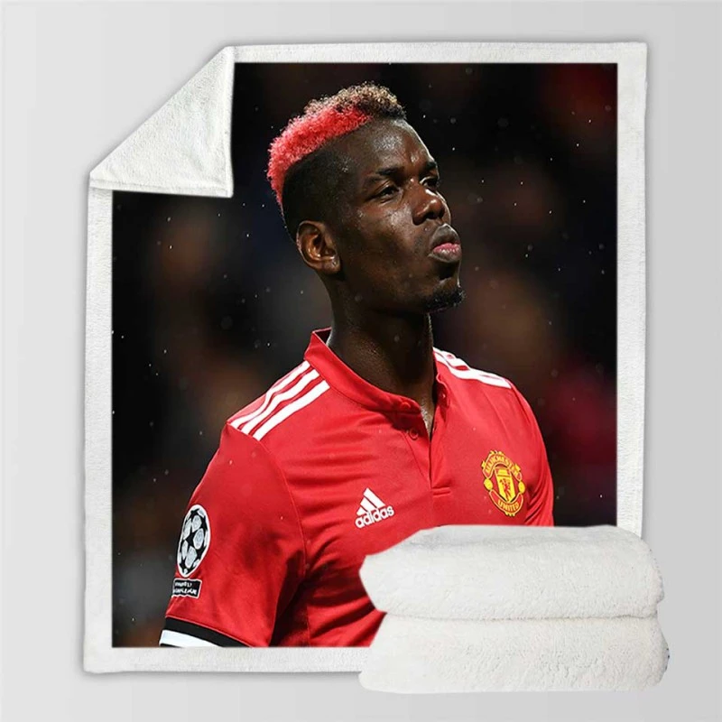Paul Pogba Committed United Sports Player Sherpa Fleece Blanket