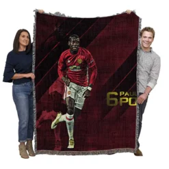 Paul Pogba Energetic Footballer Player Woven Blanket