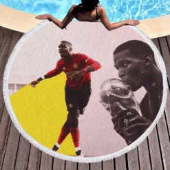 Paul Pogba Footballer Player Round Beach Towel 1