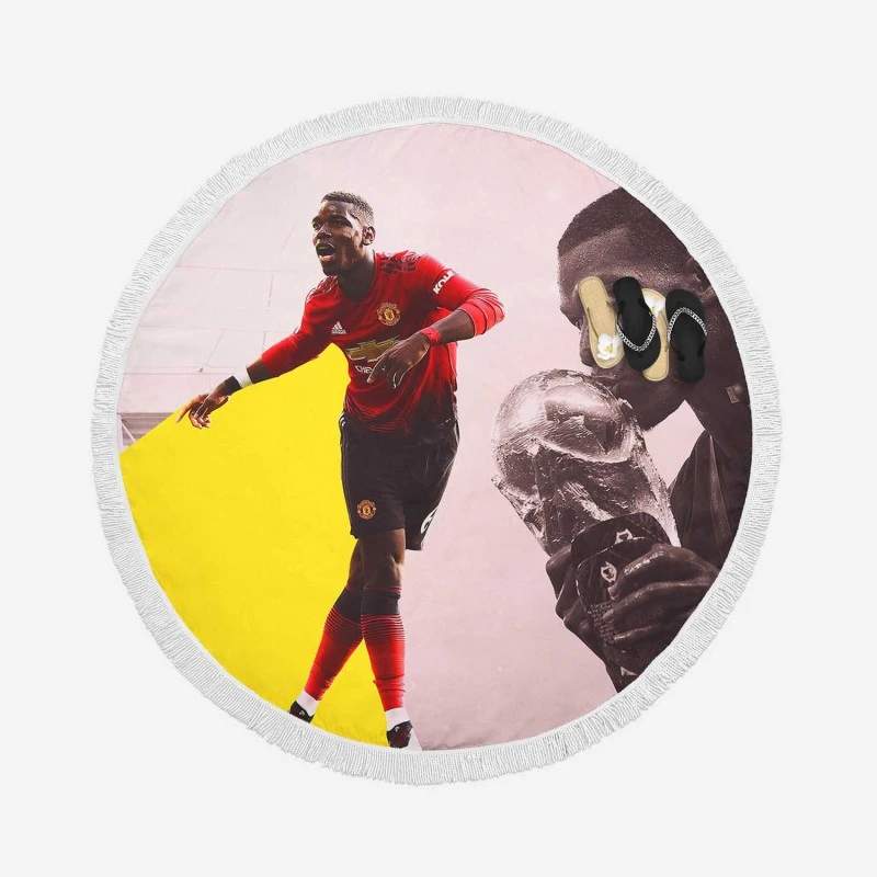 Paul Pogba Footballer Player Round Beach Towel