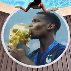 Paul Pogba France World Cup Football Player Round Beach Towel 1