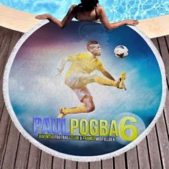 Paul Pogba Juventus Soccer Player Round Beach Towel 1