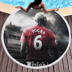 Paul Pogba Quick United Sports Player Round Beach Towel 1