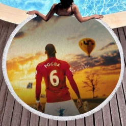 Paul Pogba Ready Premier League Footballer Player Round Beach Towel 1