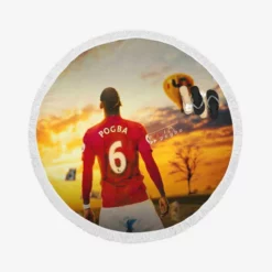 Paul Pogba Ready Premier League Footballer Player Round Beach Towel