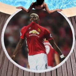 Paul Pogba Spright Man United Football Player Round Beach Towel 1